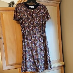LOFT Multicolor Botanical Print Dress